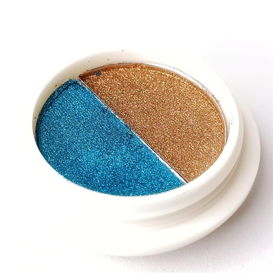 Krom Tırnak Tozu Çift Renkli No.02 – Turkuaz & Altın Ayna Efekti Pigment