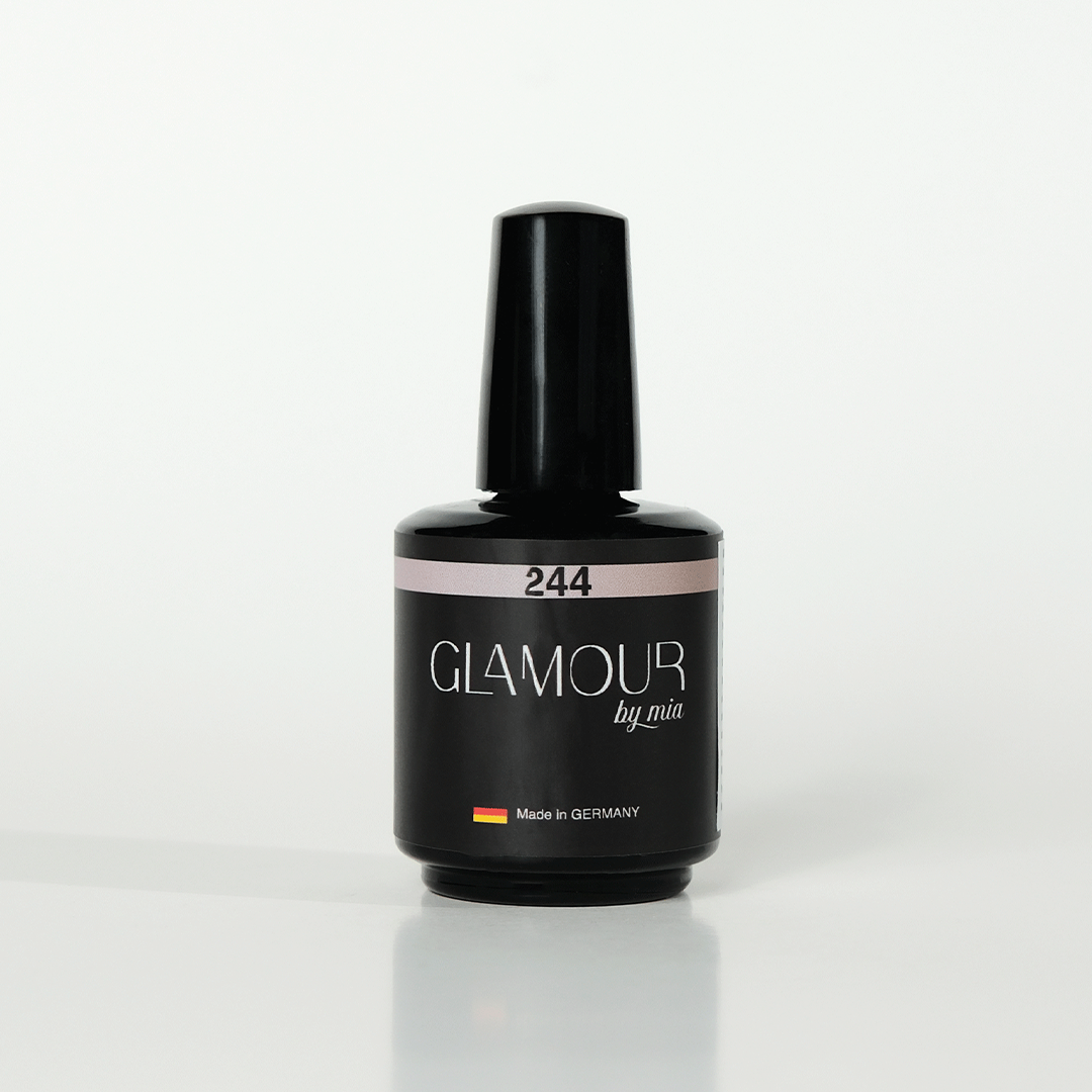 Glamour by Mia 244 Simli Gri Kalıcı Oje 15 ml – HEMA Free – TPO Free