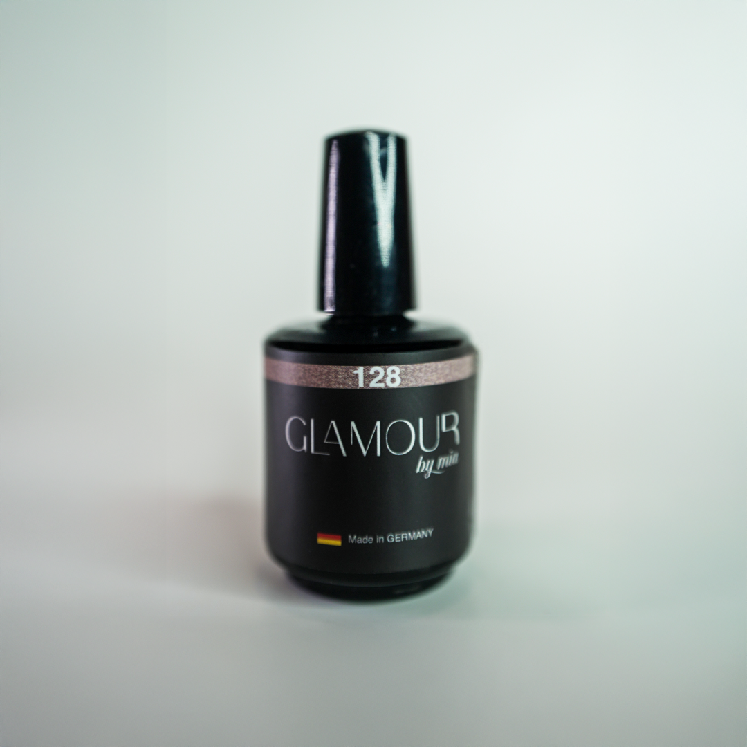 Glamour by Mia 128 Simli Şeffaf Kalıcı Oje 15 ml – HEMA Free – TPO Free
