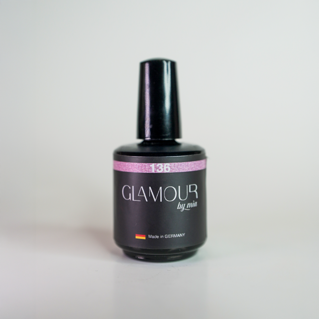 Glamour by Mia 136 Simli Açık Pembe Kalıcı Oje 15 ml – HEMA Free – TPO Free