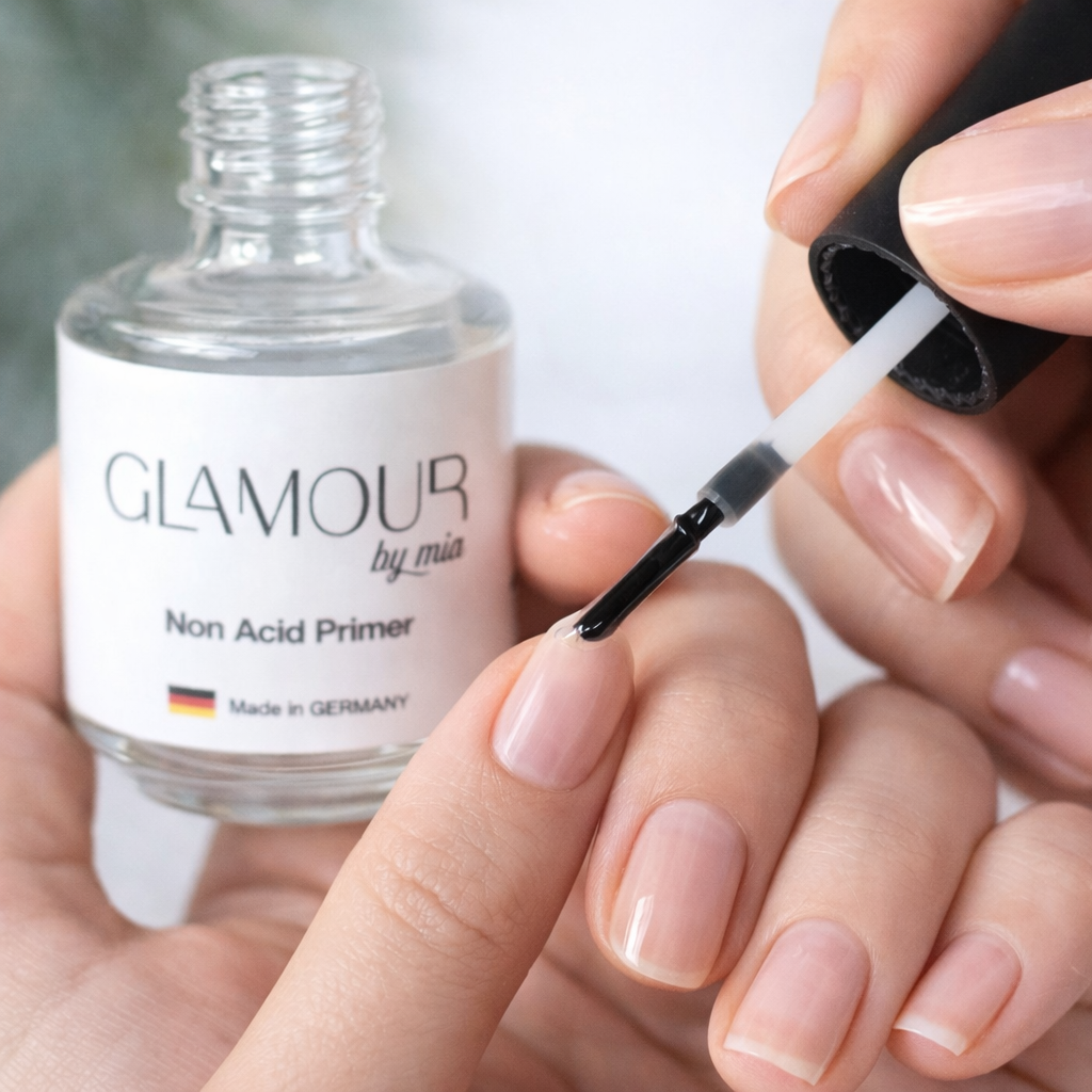 Glamour By Mia  Acid-Free Primer (Asitsiz) – 15 ml, Almanya Menşeli, Kalıcı Oje & Protez Tırnak