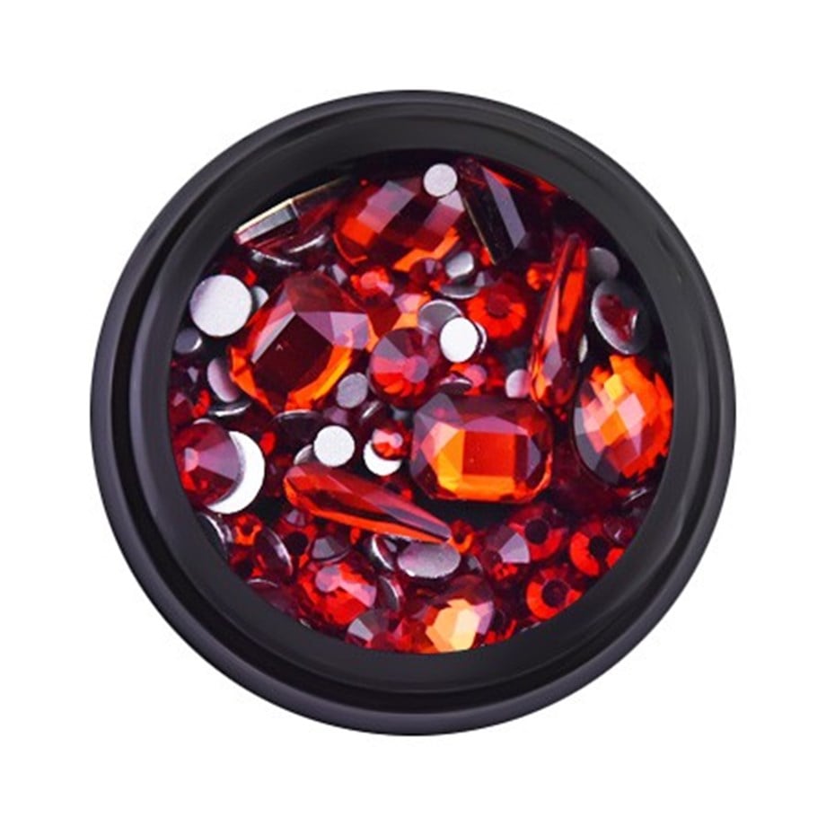 Hacimsel Kristal Taş Mix Kırmızı 12 gr - 3D Parlak Nail Art Tırnak Süsü