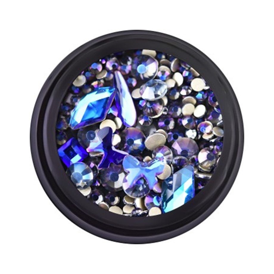 Hacimsel Kristal Taş Mix Lacivert Bukalemun - 3D Parlak Nail Art Tırnak Süsü