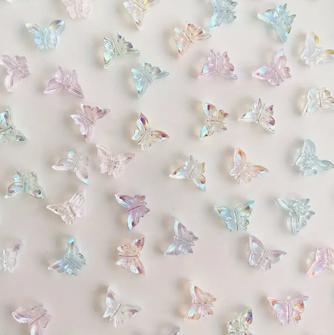 Charm Kelebek Hologram 10lu - Holografik 3D Nail Art Tırnak Süsü