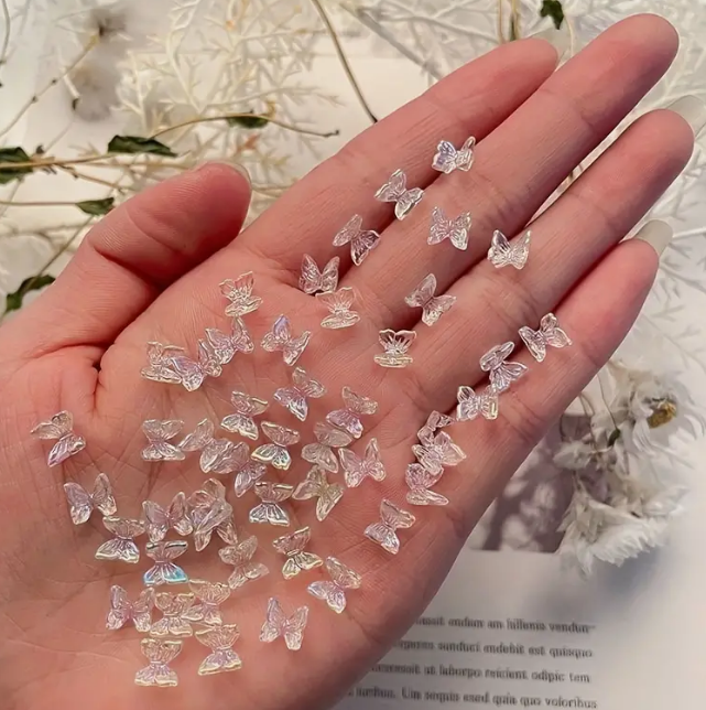 Charm Kelebek Hologram 10lu - Holografik 3D Nail Art Tırnak Süsü