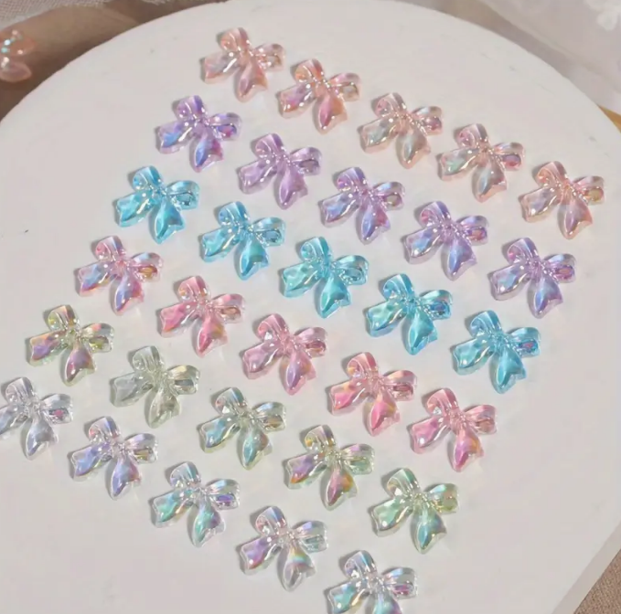 Charm Fiyonk Hologram Mix Color 10lu - Renkli 3D Nail Art Tırnak Süsü