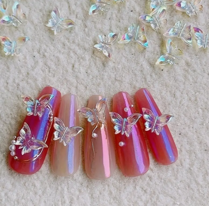 Charm Kelebek Hologram 10lu - Holografik 3D Nail Art Tırnak Süsü