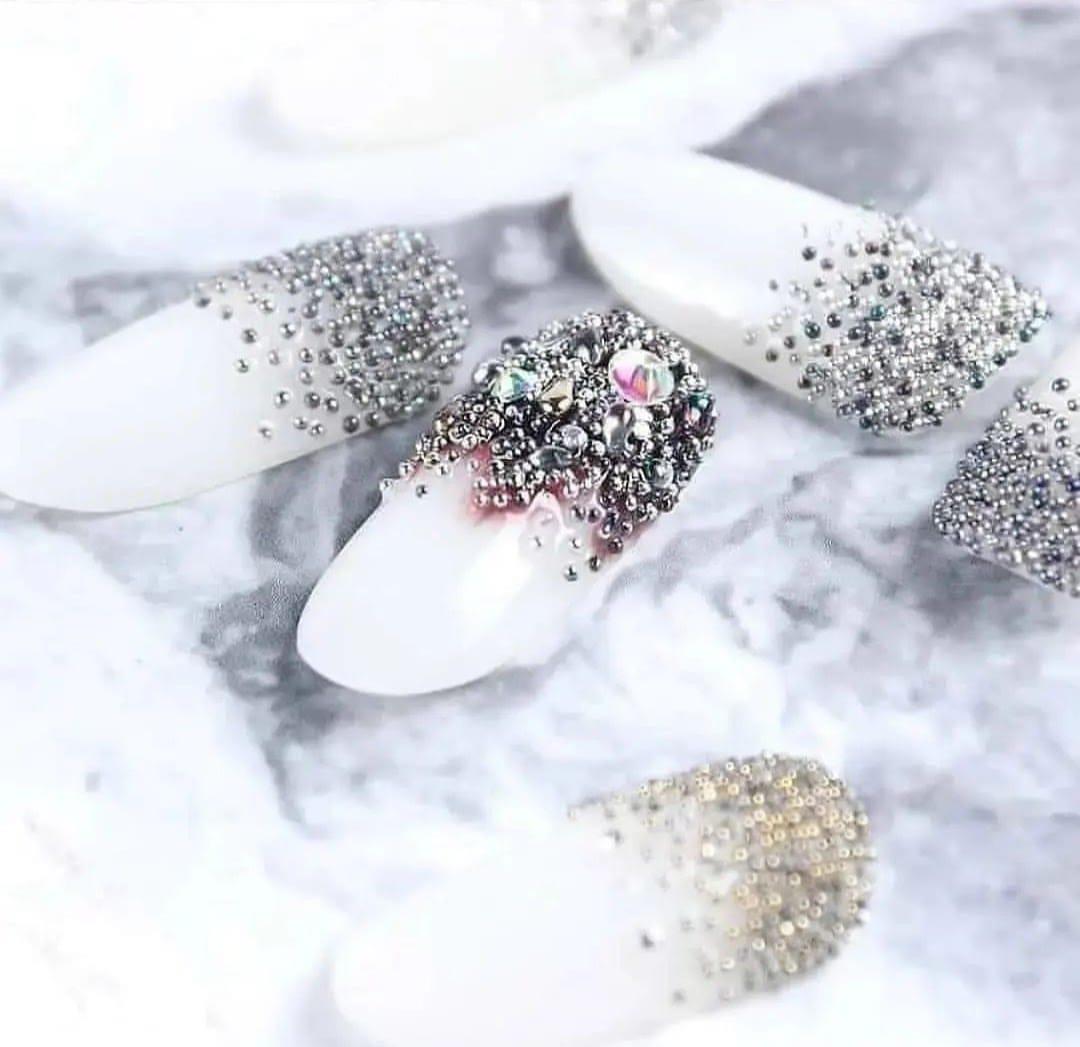 Camlı Havyar Taş Gizemli Alacakaranlık 3 gr - Mor Mavi Işıltılı 3D Nail Art Boncuğu