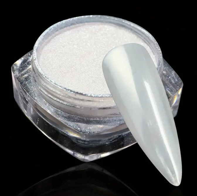 İnci Efektli Beyaz Yansıma Ovma Tozu 1 gr - Ayna Parlak Nail Art Pigment