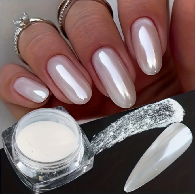 İnci Efektli Beyaz Yansıma Ovma Tozu 1 gr - Ayna Parlak Nail Art Pigment
