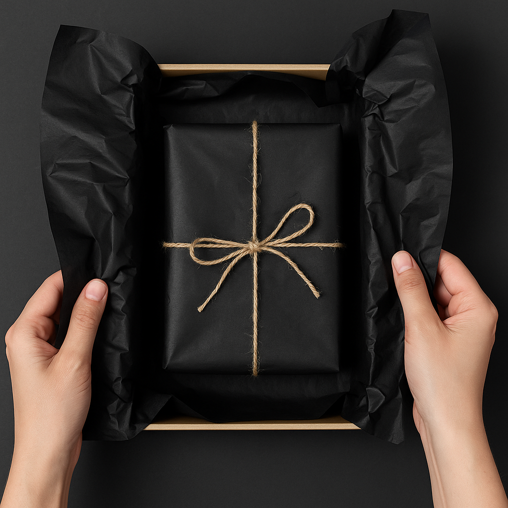 Siyah Pelür Kağıdı 50x75 cm Paketleme Kağıdı – Hediye & Butik Paketleme – İnce Yumuşak Pelür –  100 Adet