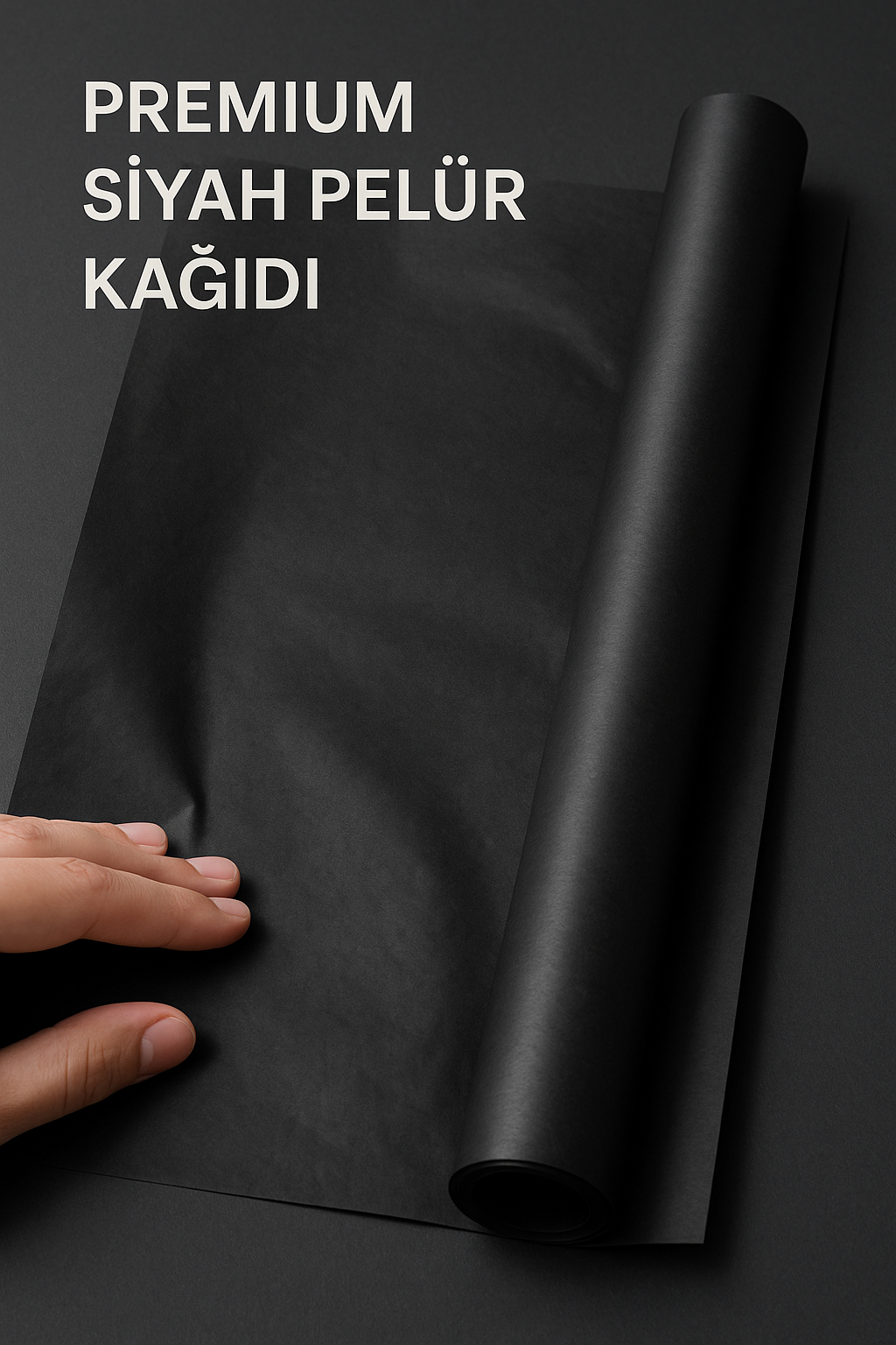 Siyah Pelür Kağıdı 50x75 cm Paketleme Kağıdı – Hediye & Butik Paketleme – İnce Yumuşak Pelür –  500 Adet