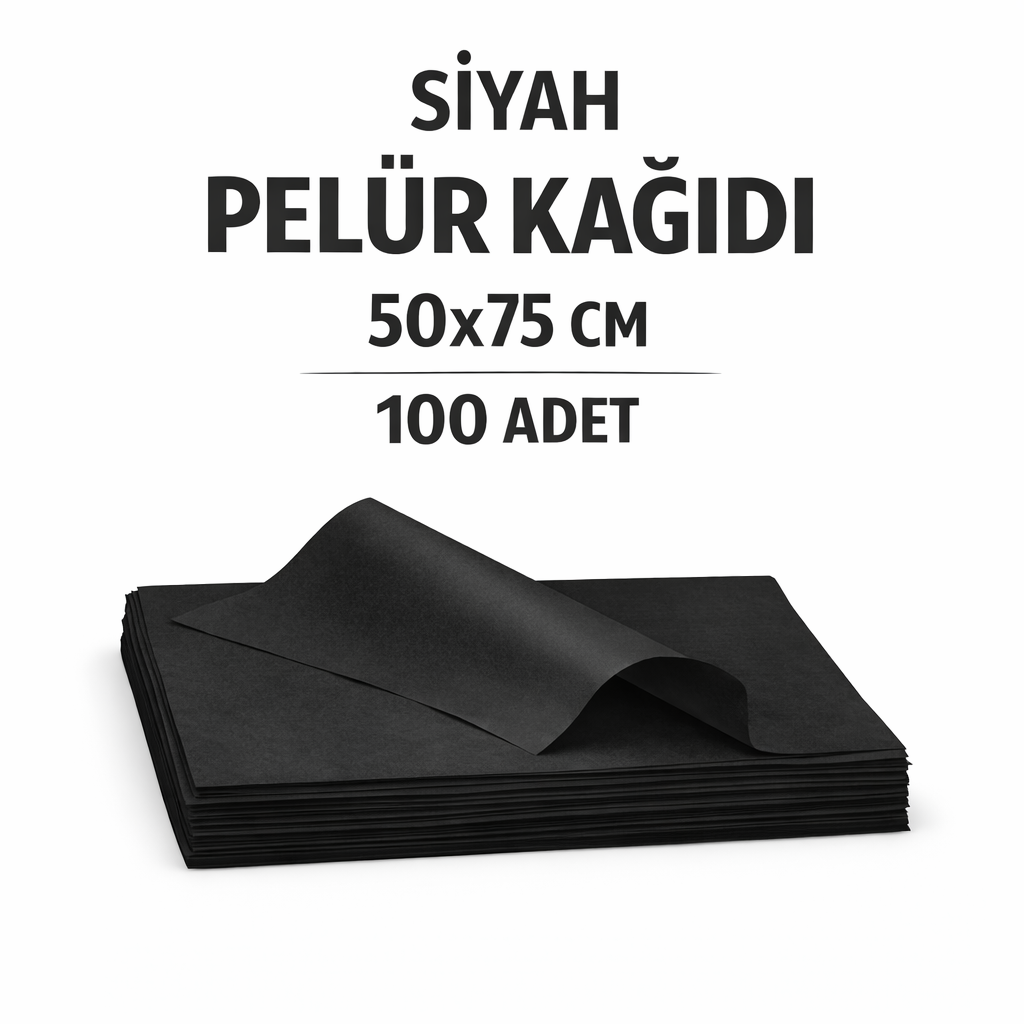 Siyah Pelür Kağıdı 50x75 cm Paketleme Kağıdı – Hediye & Butik Paketleme – İnce Yumuşak Pelür –  100 Adet