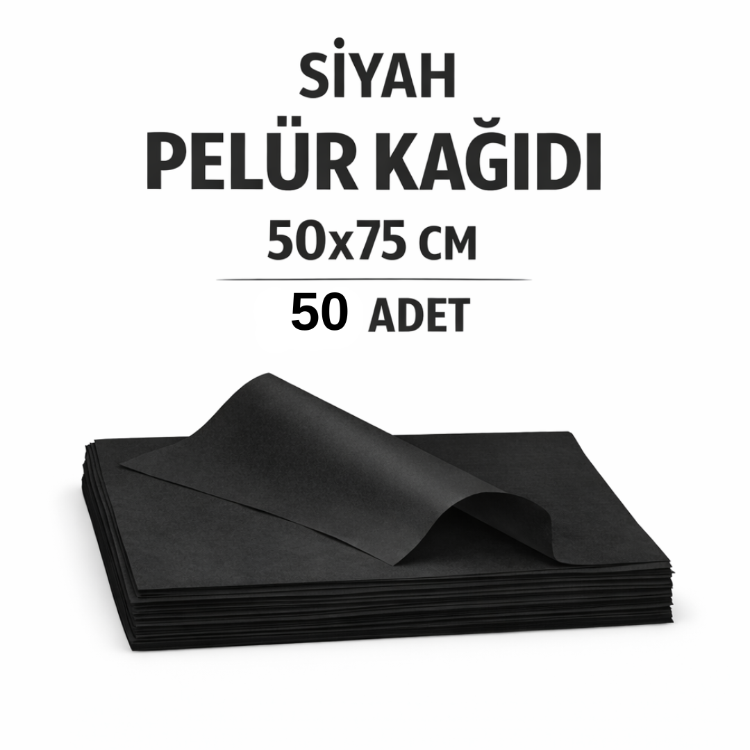 Siyah Pelür Kağıdı 50x75 cm Paketleme Kağıdı – Hediye & Butik Paketleme – İnce Yumuşak Pelür – 50  Adet