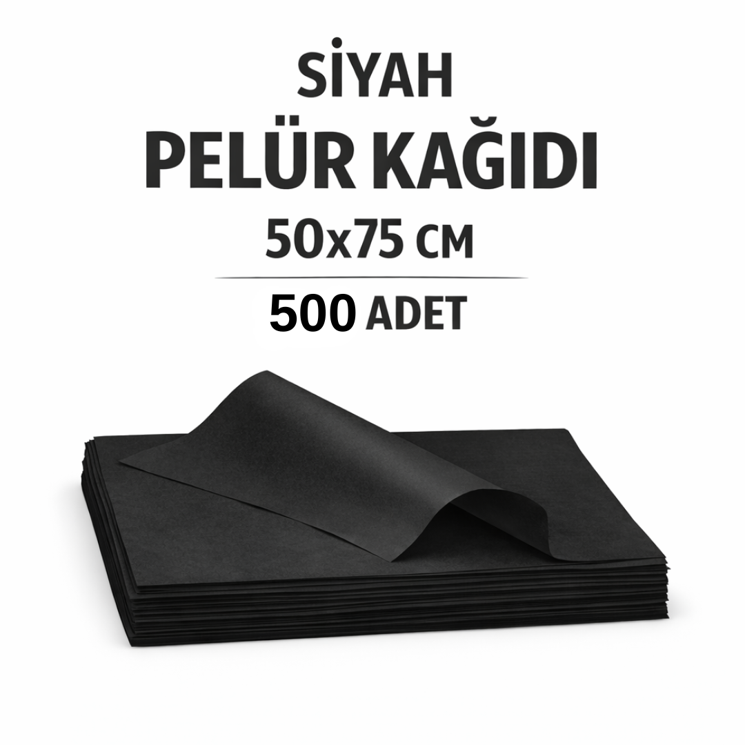 Siyah Pelür Kağıdı 50x75 cm Paketleme Kağıdı – Hediye & Butik Paketleme – İnce Yumuşak Pelür –  500 Adet