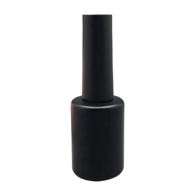 Boş Kalıcı Oje Şişesi 8 ml - Mat Siyah UV Korumalı - Fırçalı Cam Şişe