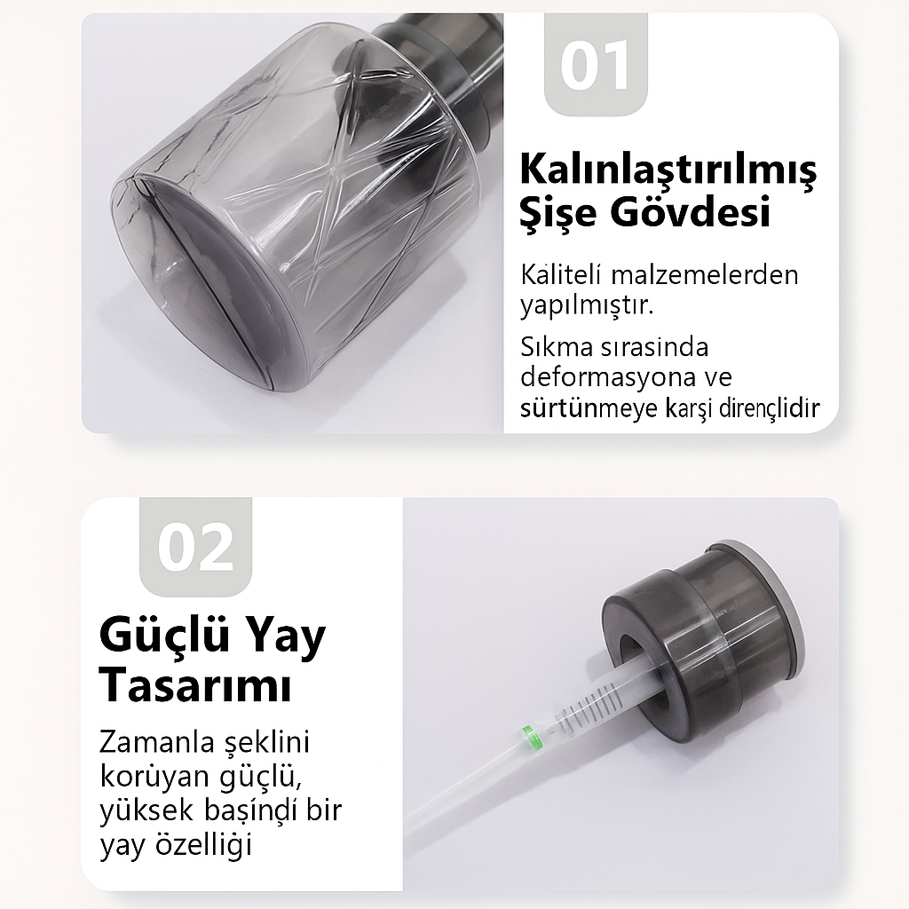 Mia Professional Aseton Pompa Şişesi – Kilitli, Sızdırmaz Tasarım