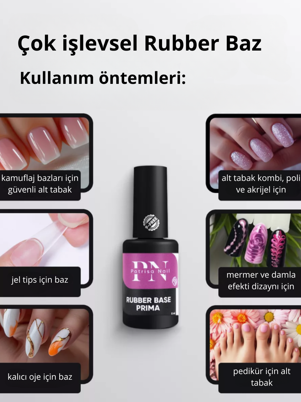  Jel Tips İçin  Şeffaf Rubber Baz  Prima 8 ml