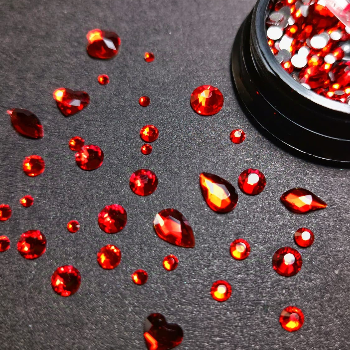 Hacimsel Kristal Taş Mix Kırmızı 12 gr - 3D Parlak Nail Art Tırnak Süsü