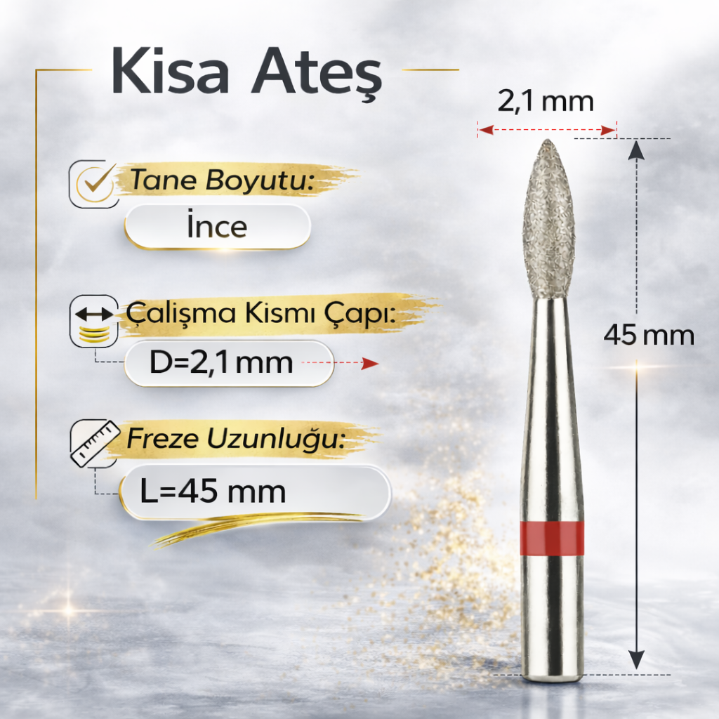 VladMiva RussiaTırnak İçin Freze UçlarıElmas Freze başlık (Yumuşak - Kırmızı) Ateş 0,21 mm
