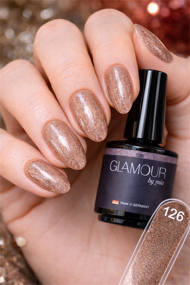 Glamour by Mia 126 Şampanya Bronz Simli Kalıcı Oje 15 ml – HEMA Free – TPO Free