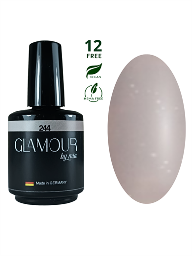 Glamour by Mia 244 Simli Gri Kalıcı Oje 15 ml – HEMA Free – TPO Free