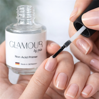 Glamour By Mia  Acid-Free Primer (Asitsiz) – 15 ml, Almanya Menşeli, Kalıcı Oje & Protez Tırnak