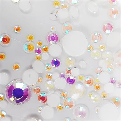 Hacimsel Neon Kristal Taş Beyaz - 3D Parlak Nail Art Tırnak Süsü