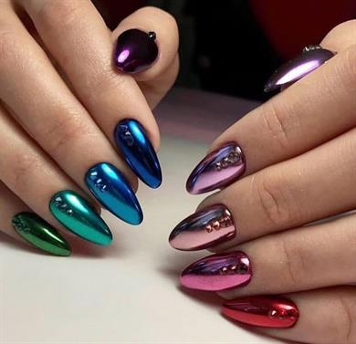 Çift renkli krom tırnak tozu - ayna efekti Renk № 07