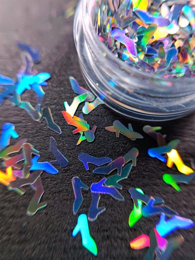 Şekilli Folyo Topuklu Ayakkabı - Dekoratif Nail Art Tırnak Süsleme Pulu