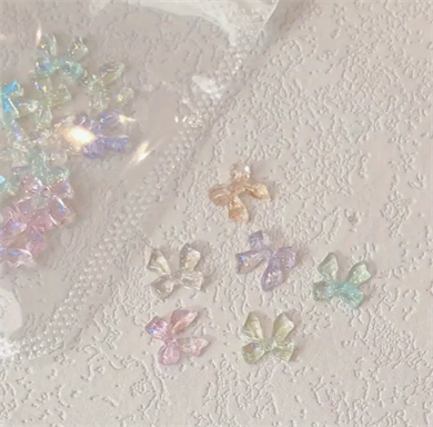 Charm Fiyonk Hologram Mor 10lu – 3D Nail Art Metal Süsü