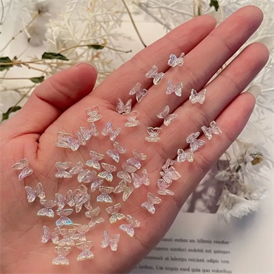 Charm Kelebek Kelebek Hologram 10lu – 3D Nail Art Metal Süsü