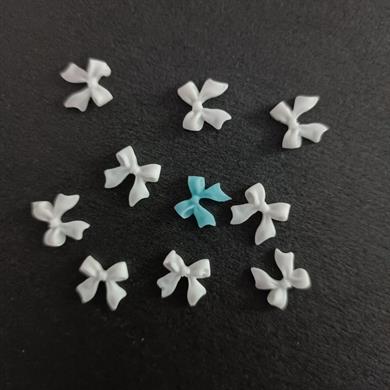 Charm Fiyonk Beyaz & Mavi Mix 10lu – 3D Nail Art Metal Süsü