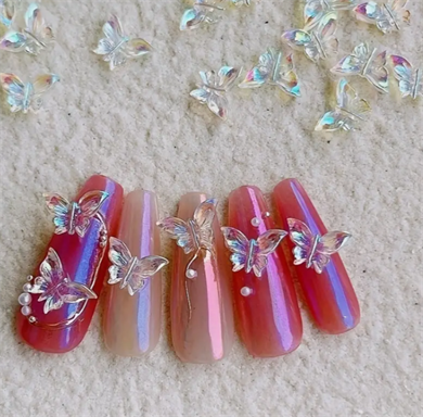 Charm Kelebek Kelebek Hologram 10lu – 3D Nail Art Metal Süsü