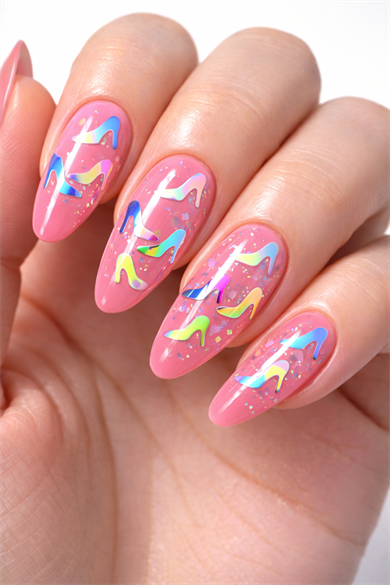 Şekilli Folyo Topuklu Ayakkabı - Dekoratif Nail Art Tırnak Süsleme Pulu