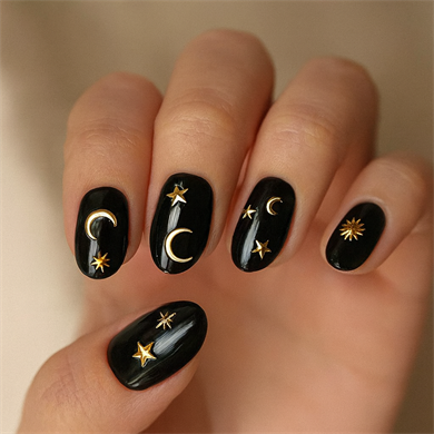 Charm Gökyüzü Mix Altın - Ay Yıldız 3D Nail Art Tırnak Süsü Seti