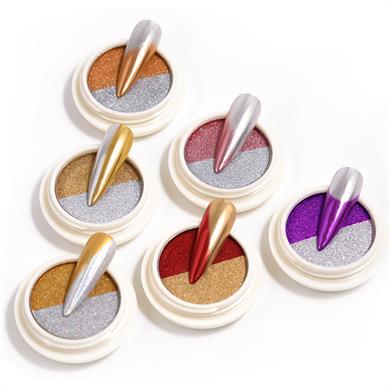 Krom Tırnak Tozu Çift Renkli No.01 – Bronz & Altın Ayna Efekti Pigment