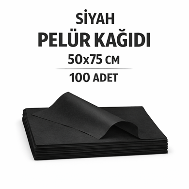 Siyah Pelür Kağıdı 50x75 cm Paketleme Kağıdı – Hediye & Butik Paketleme – İnce Yumuşak Pelür – 100 Adet