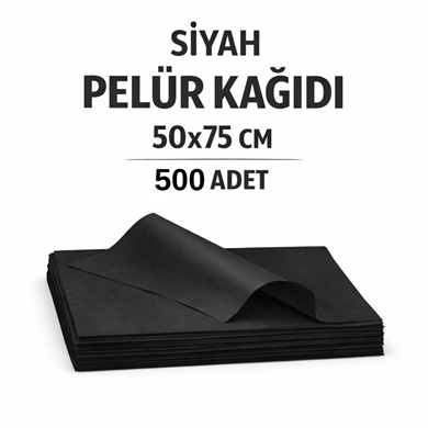 Siyah Pelür Kağıdı 50x75 cm Paketleme Kağıdı – Hediye & Butik Paketleme – İnce Yumuşak Pelür – 500 Adet