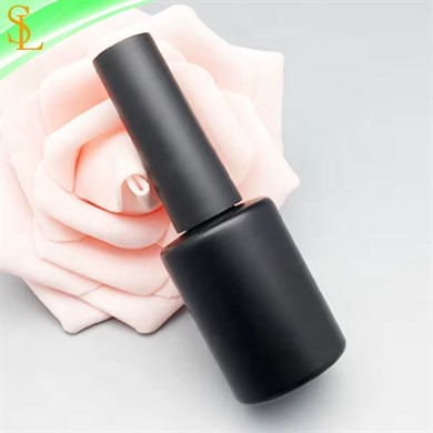 Boş Kalıcı Oje Şişesi 8 ml - Mat Siyah UV Korumalı - Fırçalı Cam Şişe