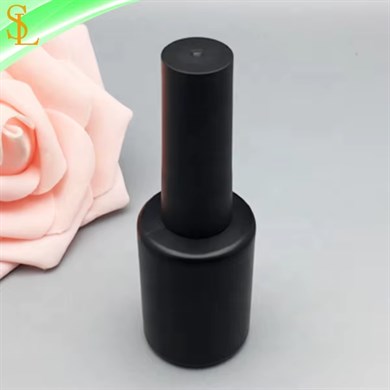 Boş Kalıcı Oje Şişesi 8 ml - Mat Siyah UV Korumalı - Fırçalı Cam Şişe