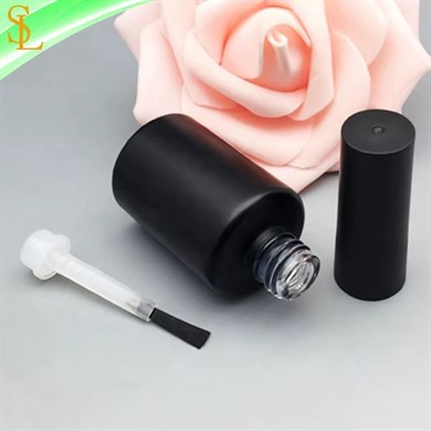 Boş Kalıcı Oje Şişesi 8 ml - Mat Siyah UV Korumalı - Fırçalı Cam Şişe