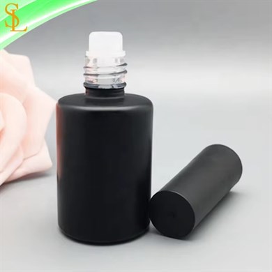 Boş Kalıcı Oje Şişesi 8 ml - Mat Siyah UV Korumalı - Fırçalı Cam Şişe