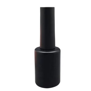 Boş Kalıcı Oje Şişesi 8 ml - Mat Siyah UV Korumalı - Fırçalı Cam Şişe