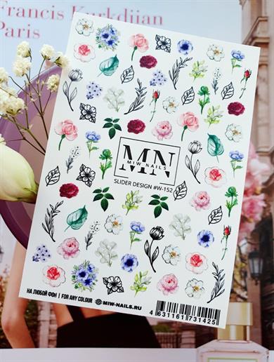 Nail Art Slider Stiker – Çiçek Çerçeve Premium W152