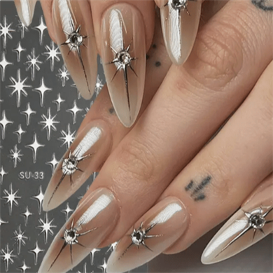 Nail Art Özel Stiker – Gümüş Metalik SU-34 SU-34 Gümüş