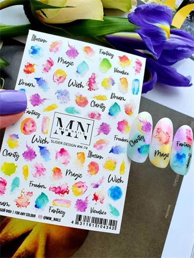 Nail Art Slider Stiker – Siyah Beyaz Minimal W74