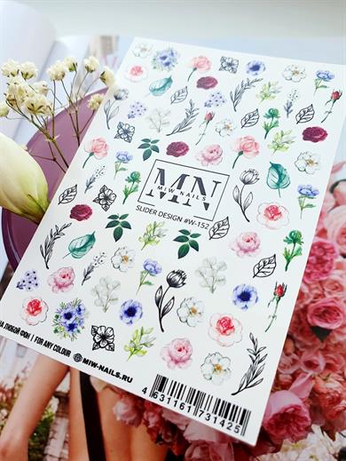 Nail Art Slider Stiker – Çiçek Çerçeve Premium W152