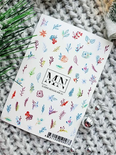 Nail Art Slider Stiker – Soyut Fırça W51