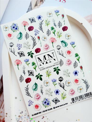 Nail Art Slider Stiker – Çiçek Çerçeve Premium W152